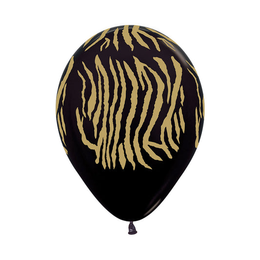 Fashion Black & Gold Zebra Print Round Latex Balloon